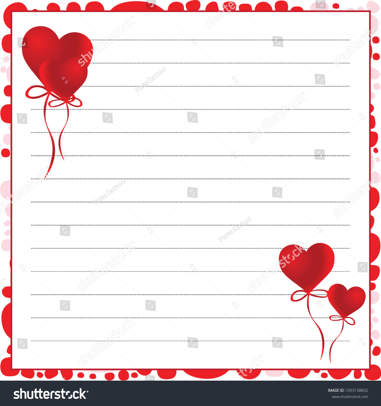 Empty Valentines Day Note Card Template Stock Vector (Royalty Free With Regard To Template For Love Letter