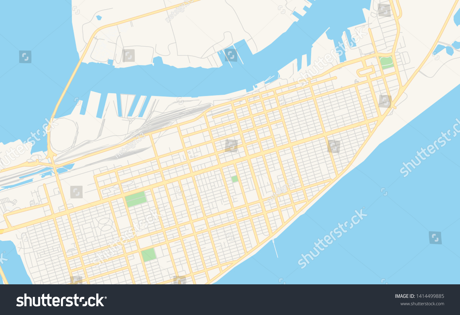 Map Of Downtown Galveston Empty Vector Map Galveston Texas United Stock Vector (Royalty Free)  1414499885 | Shutterstock