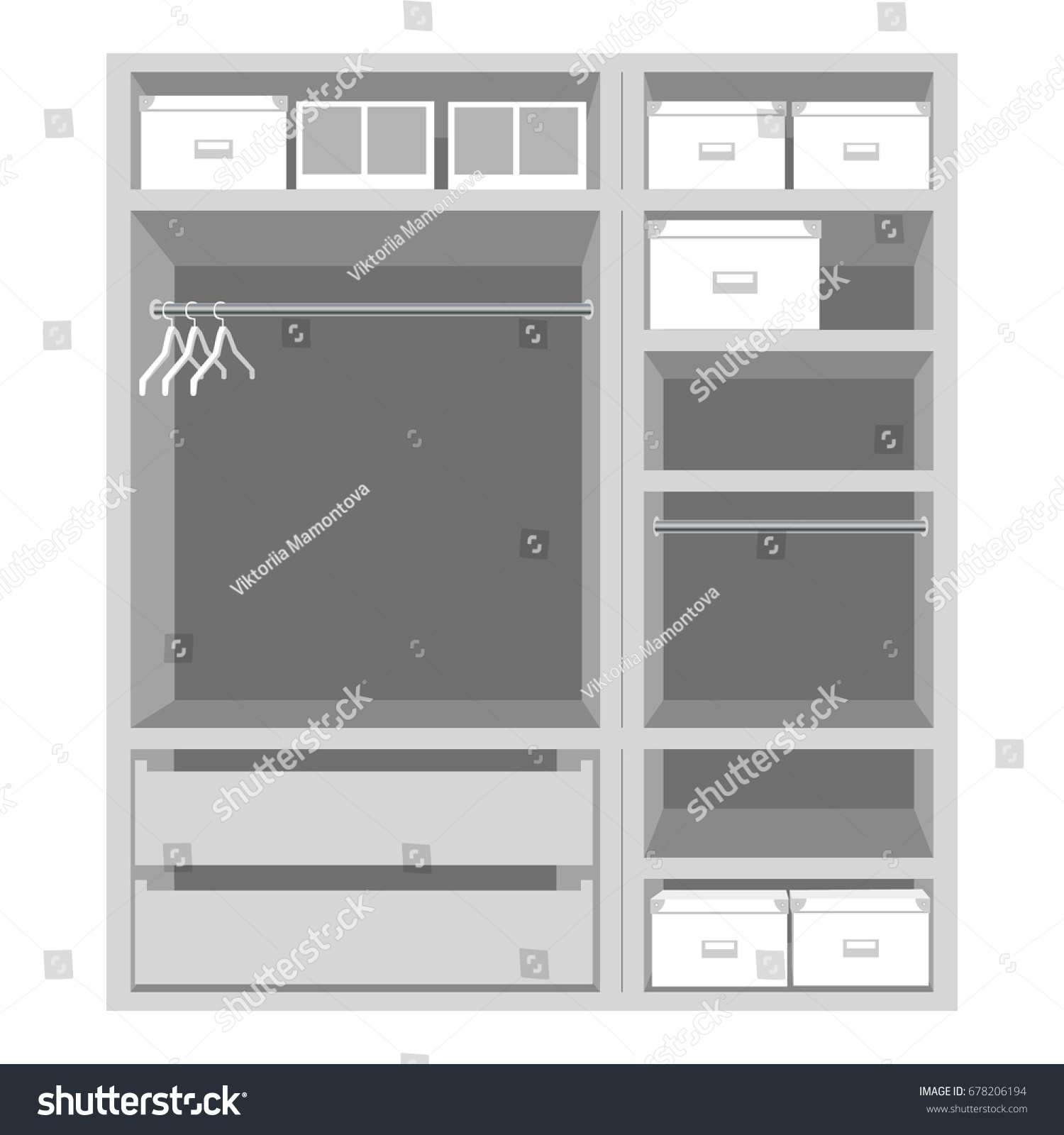 Empty Wardrobe Boxes Flat Illustration Stock Image Download Now