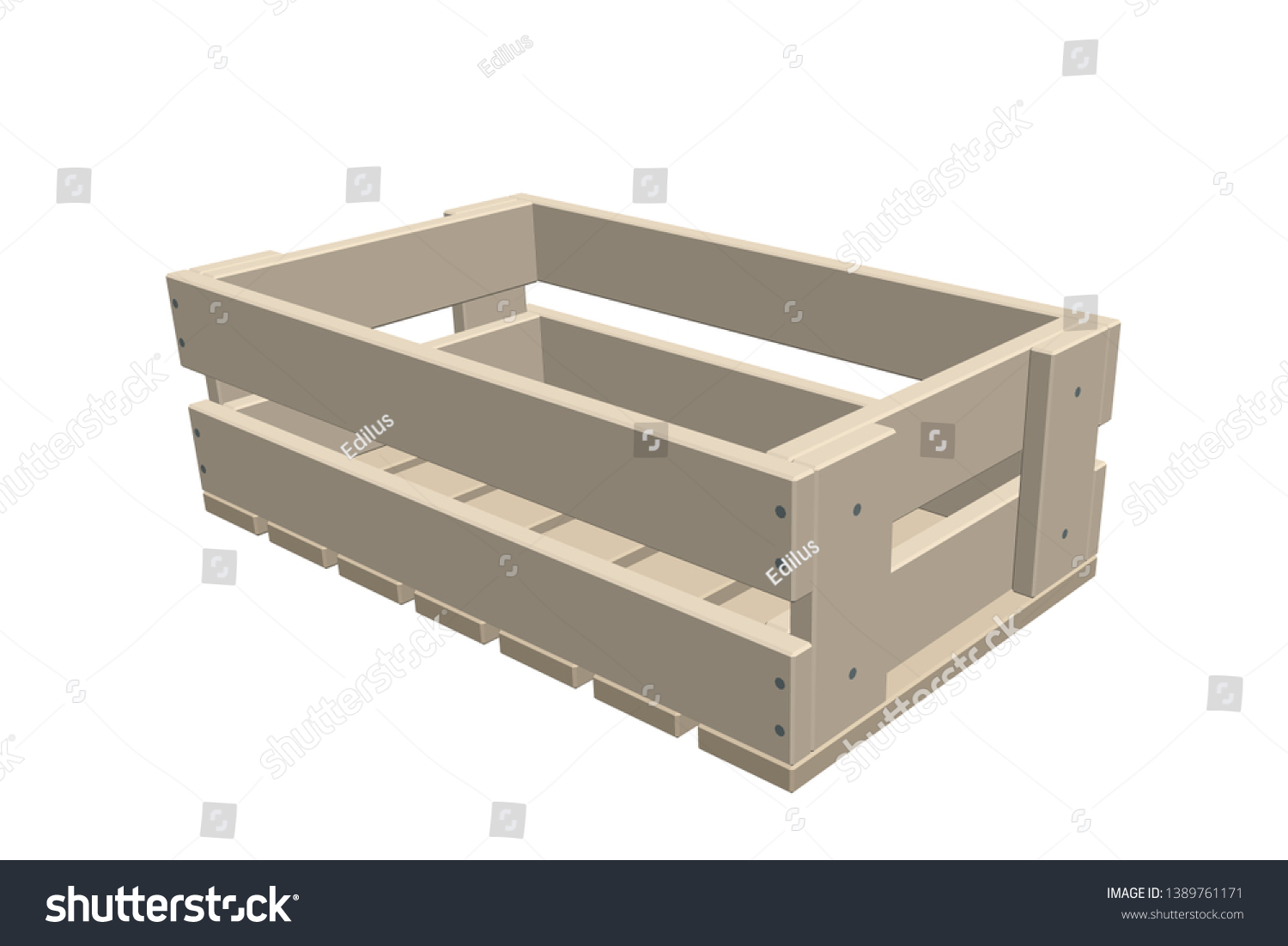 Empty Wooden Crate Isolated On White Stock Vector (Royalty Free ...