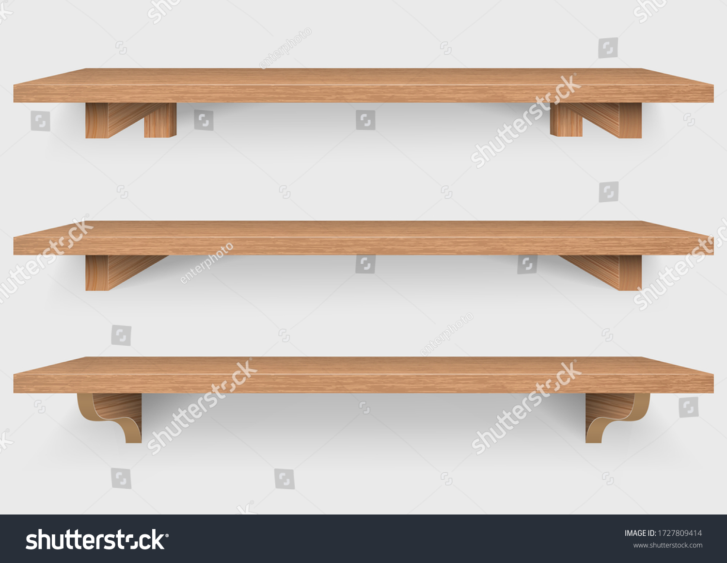 Empty Wooden Shelf Wood Mounting Bracket Stock Vector Royalty Free