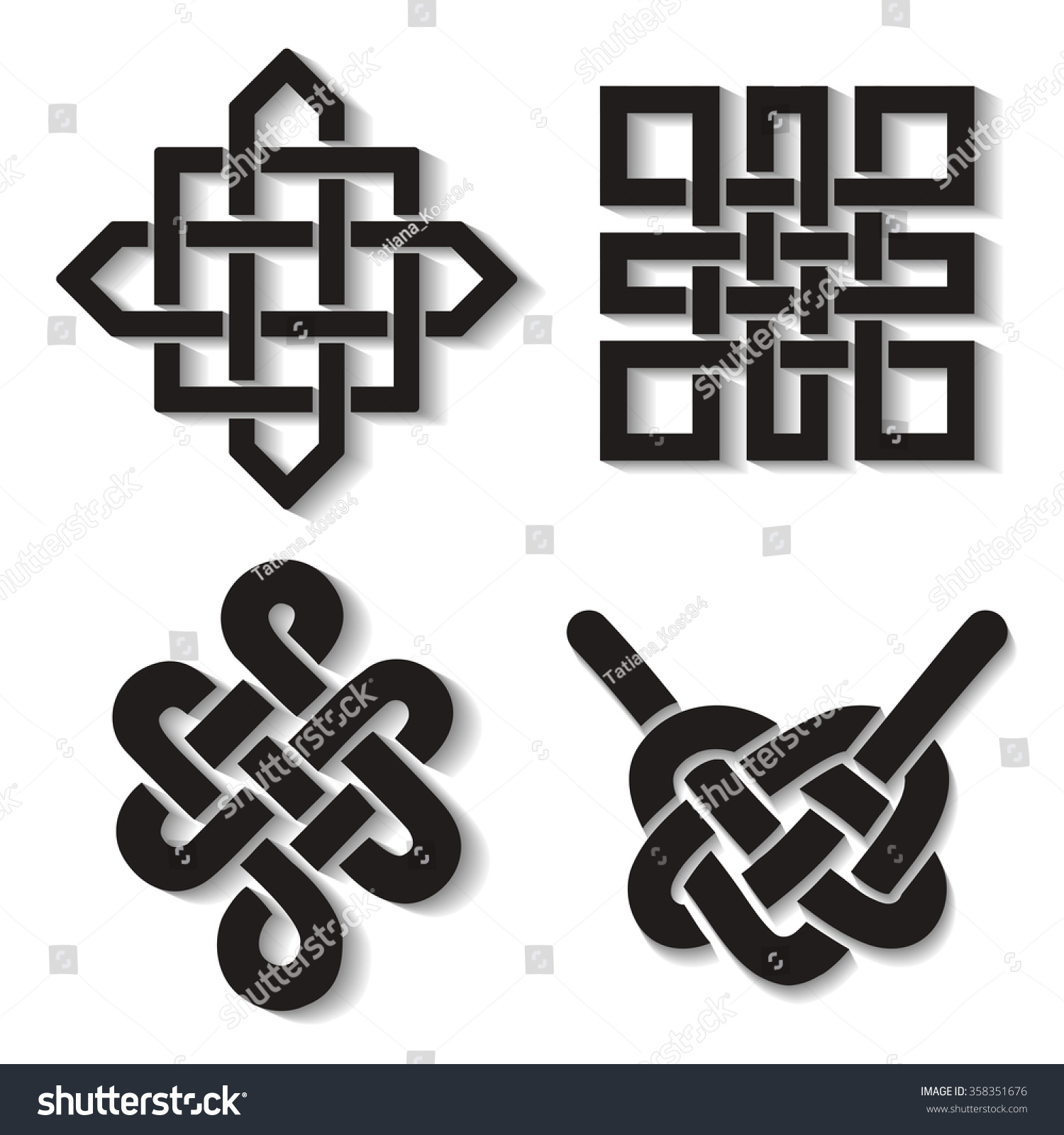 Endless Auspicious Knot Setchina Ornamentsymboltibet Eternal Stock ...