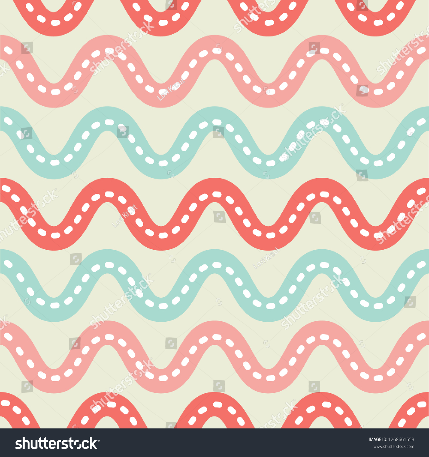Energetic Wavy Stripes Coral Peach Turquoise Stock Vector Royalty