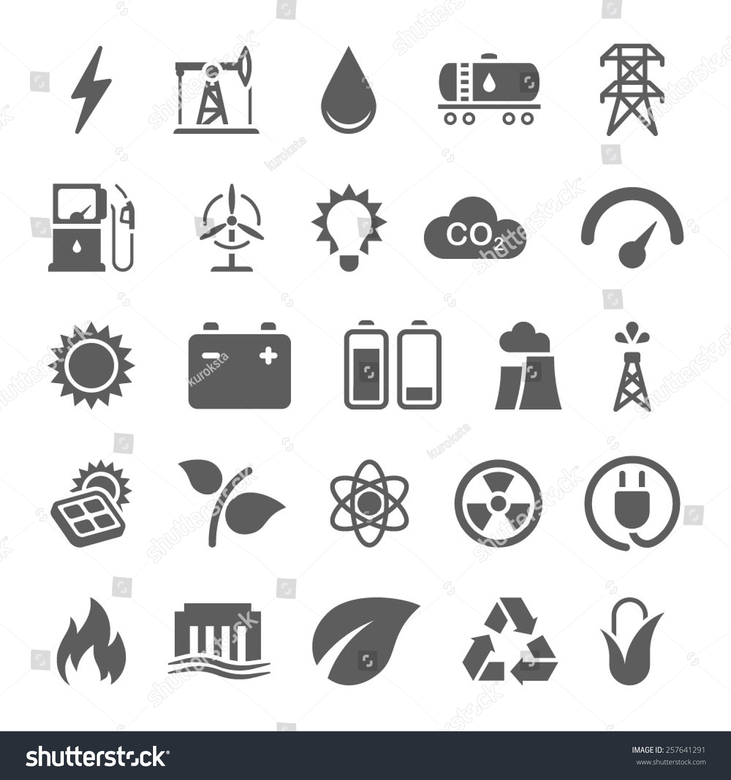 Energy Electricity Power Ecology Icons Stock Vector (Royalty Free ...