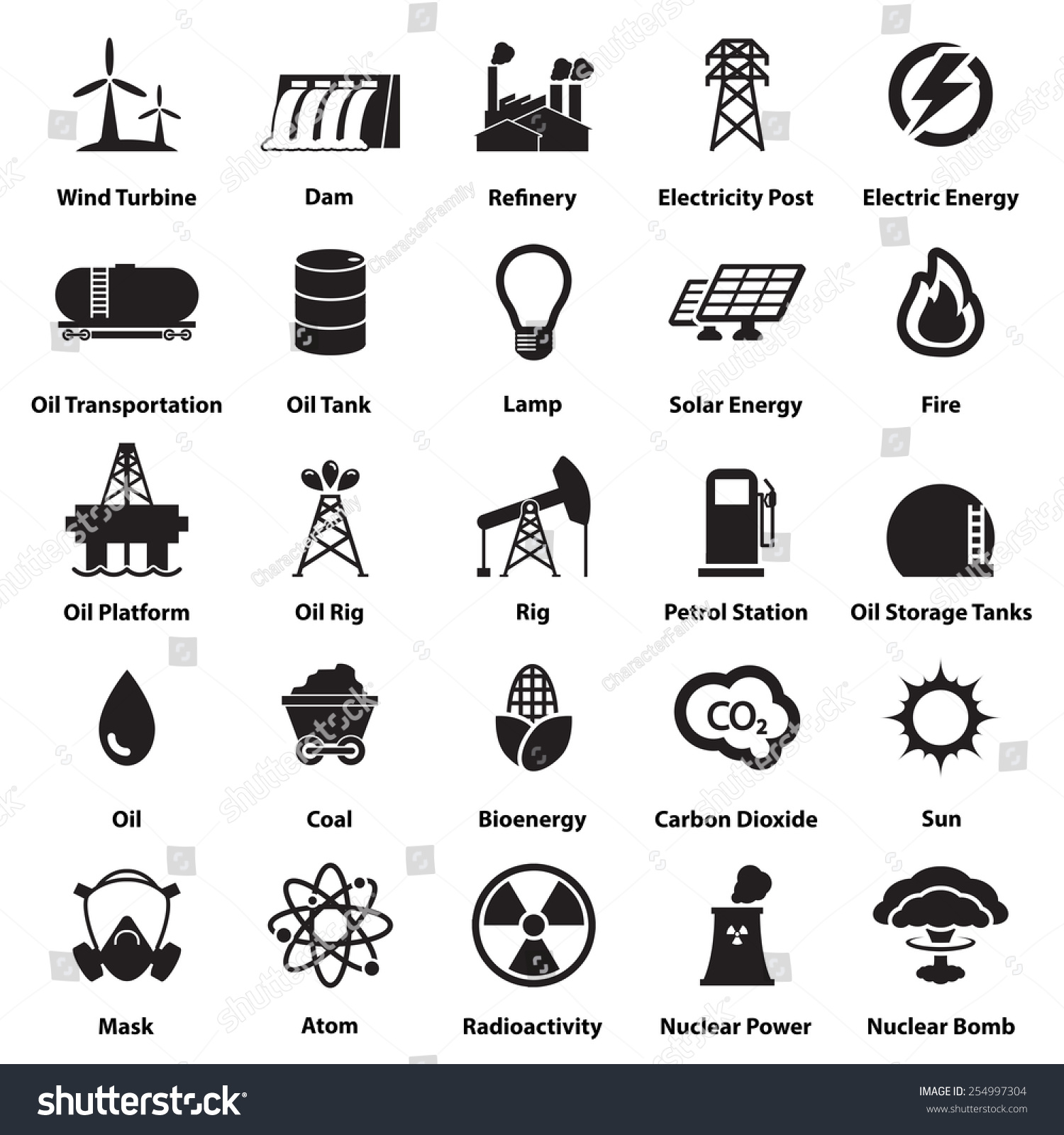 Energy Electricity Power Icons Signs And Symbols