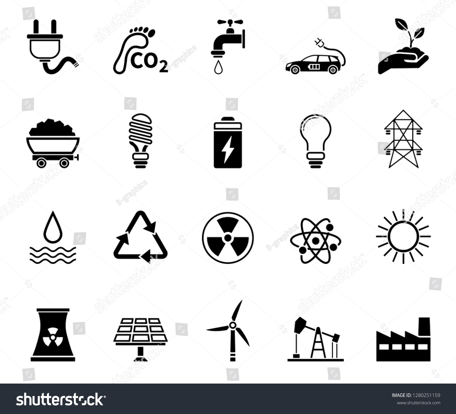 Energy Icon Set Stock Vector (Royalty Free) 1280251159 | Shutterstock