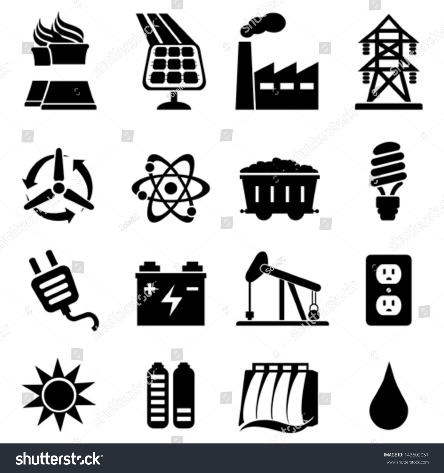 Energy Icon Set Stock Vector 143602051 - Shutterstock