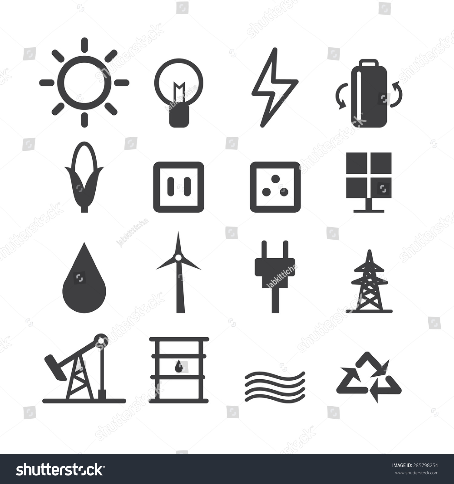 Energy Icon Set Stock Vector Illustration 285798254 : Shutterstock