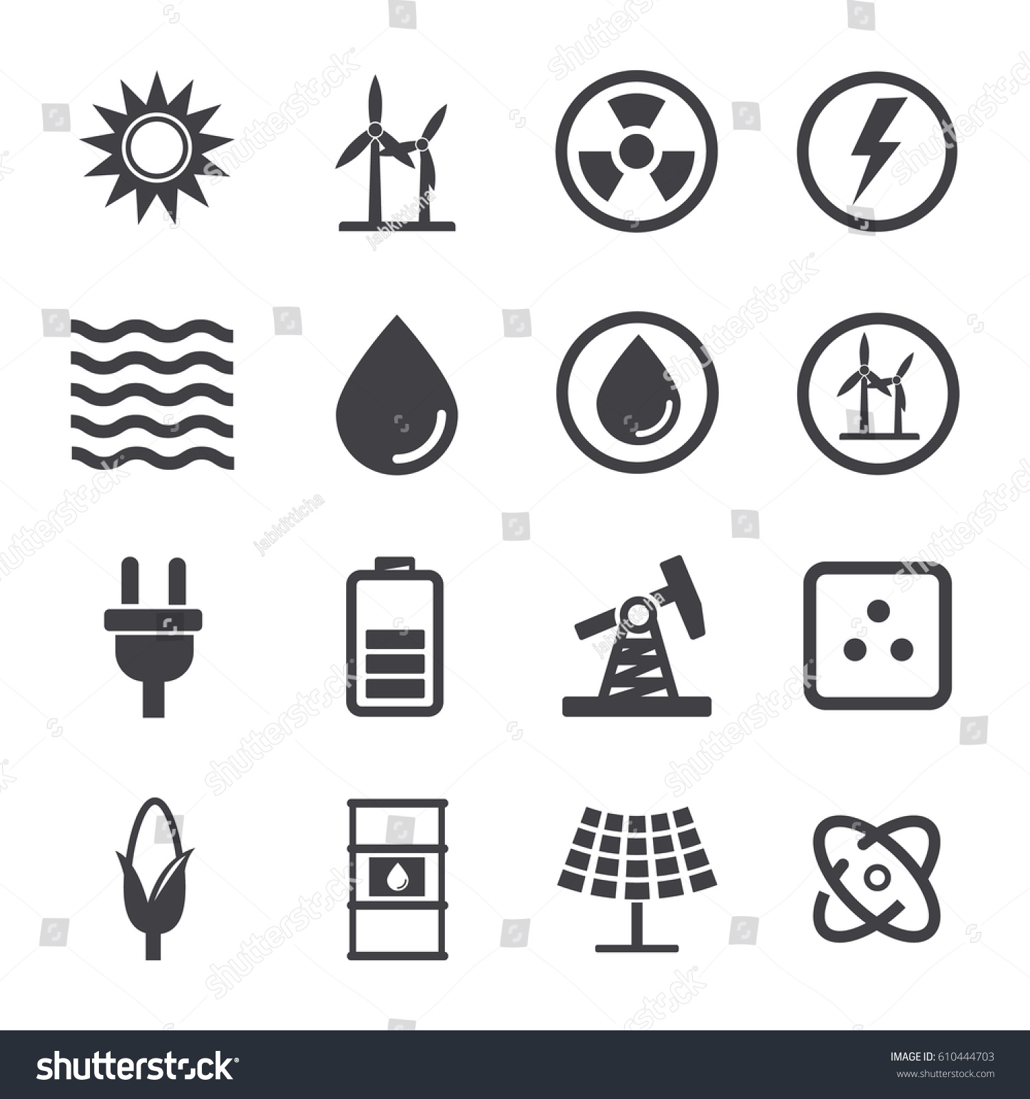 Energy Icon Set Stock Vector 610444703 - Shutterstock