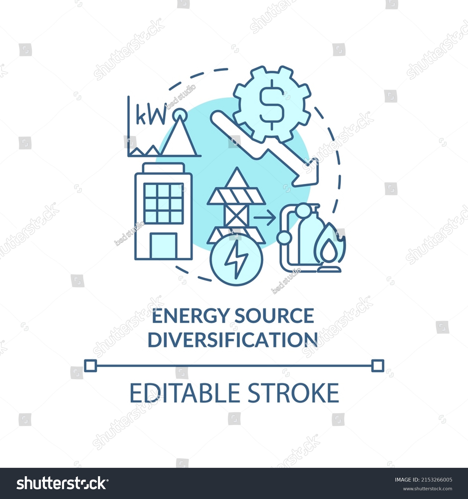 Energy Source Diversification Turquoise Concept Icon Stock Vector