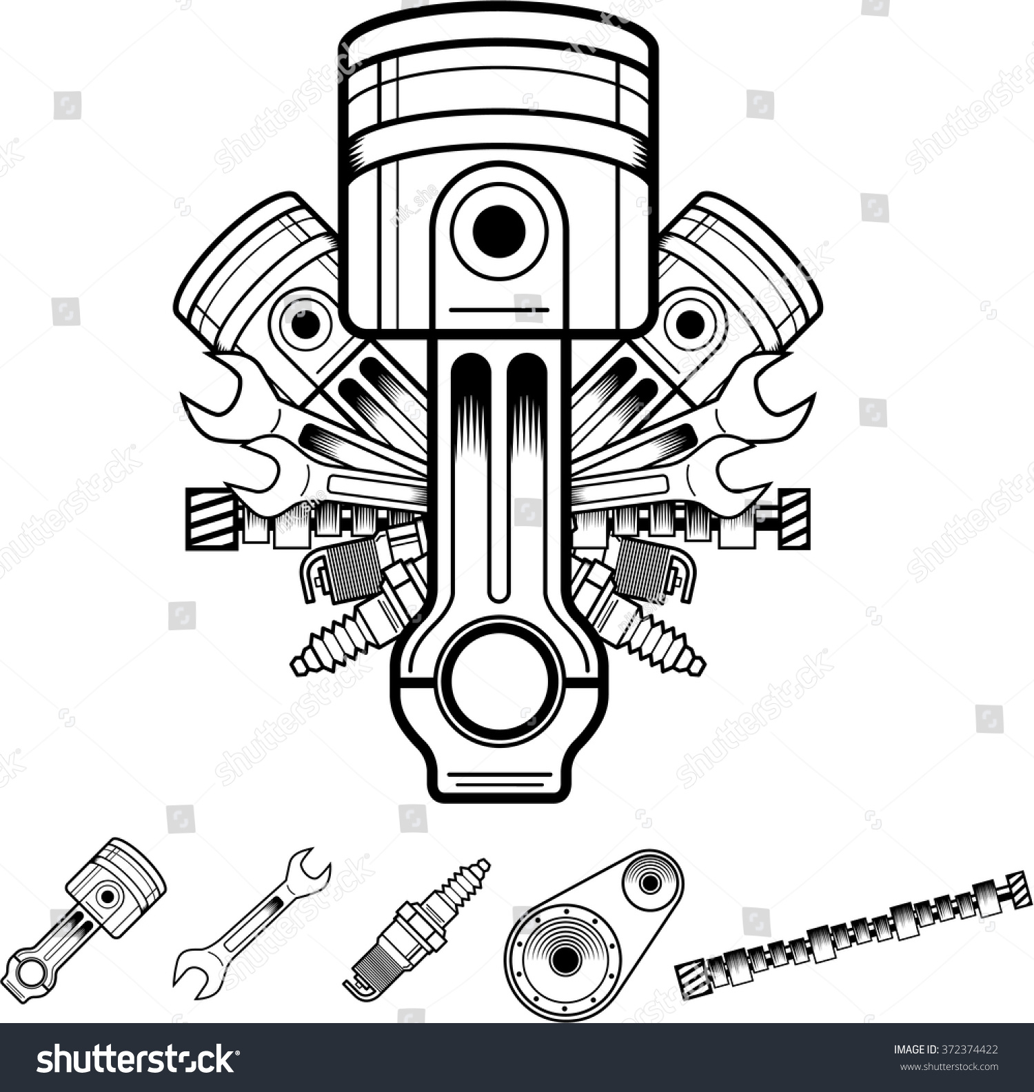 Engine Parts Retro Style Stock Vector (Royalty Free) 372374422 ...