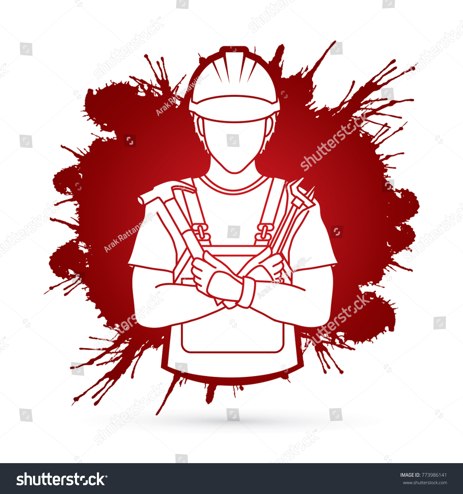 Engineer Cartoon Designed On Splash Ink Stock Vector (Royalty Free ...