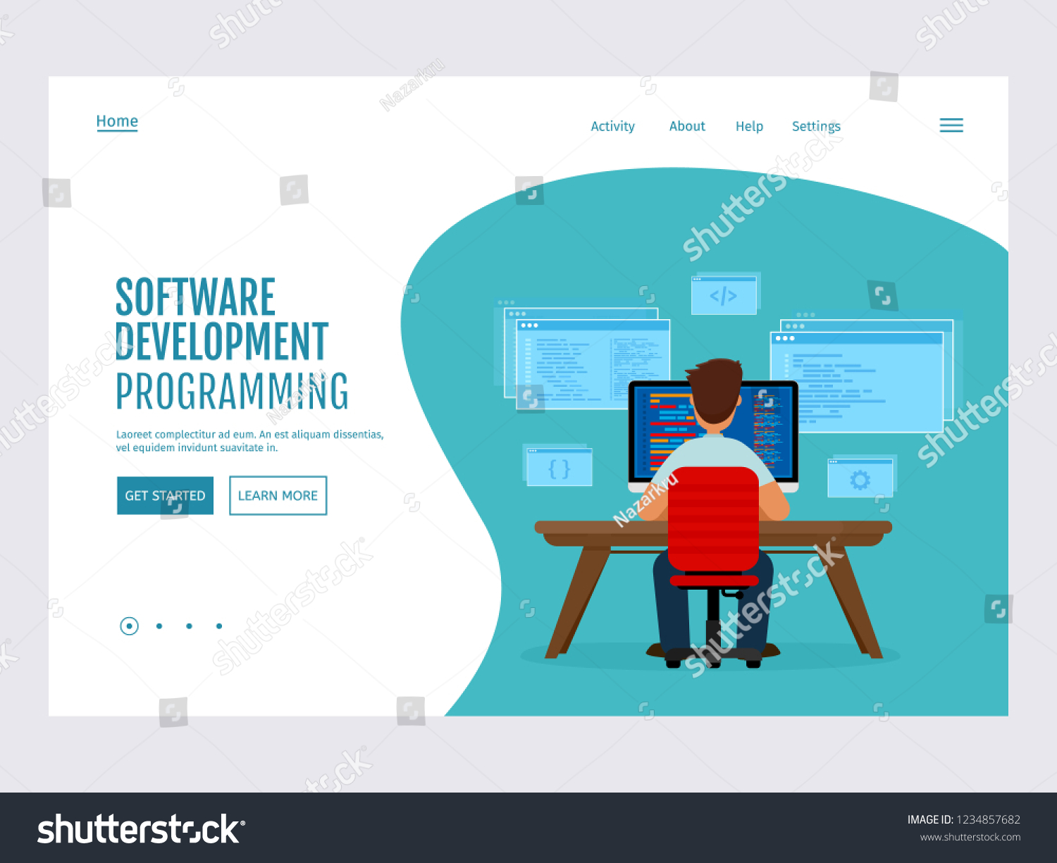 Engineer Programmer Working Desk Vector Illustration Stock Vector ...