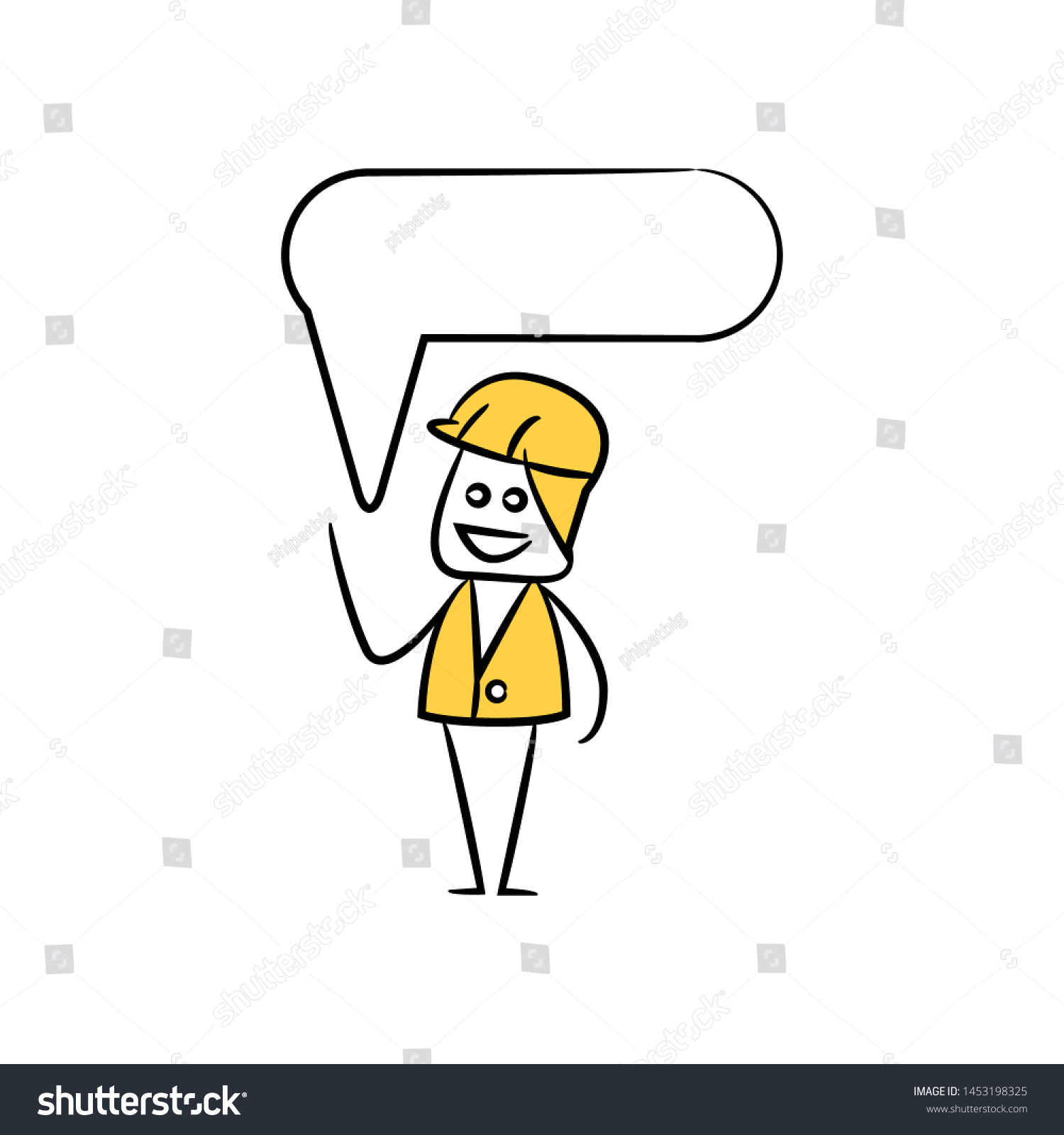Engineer Speech Bubble Yellow Stick Figure Stock Vector (Royalty Free