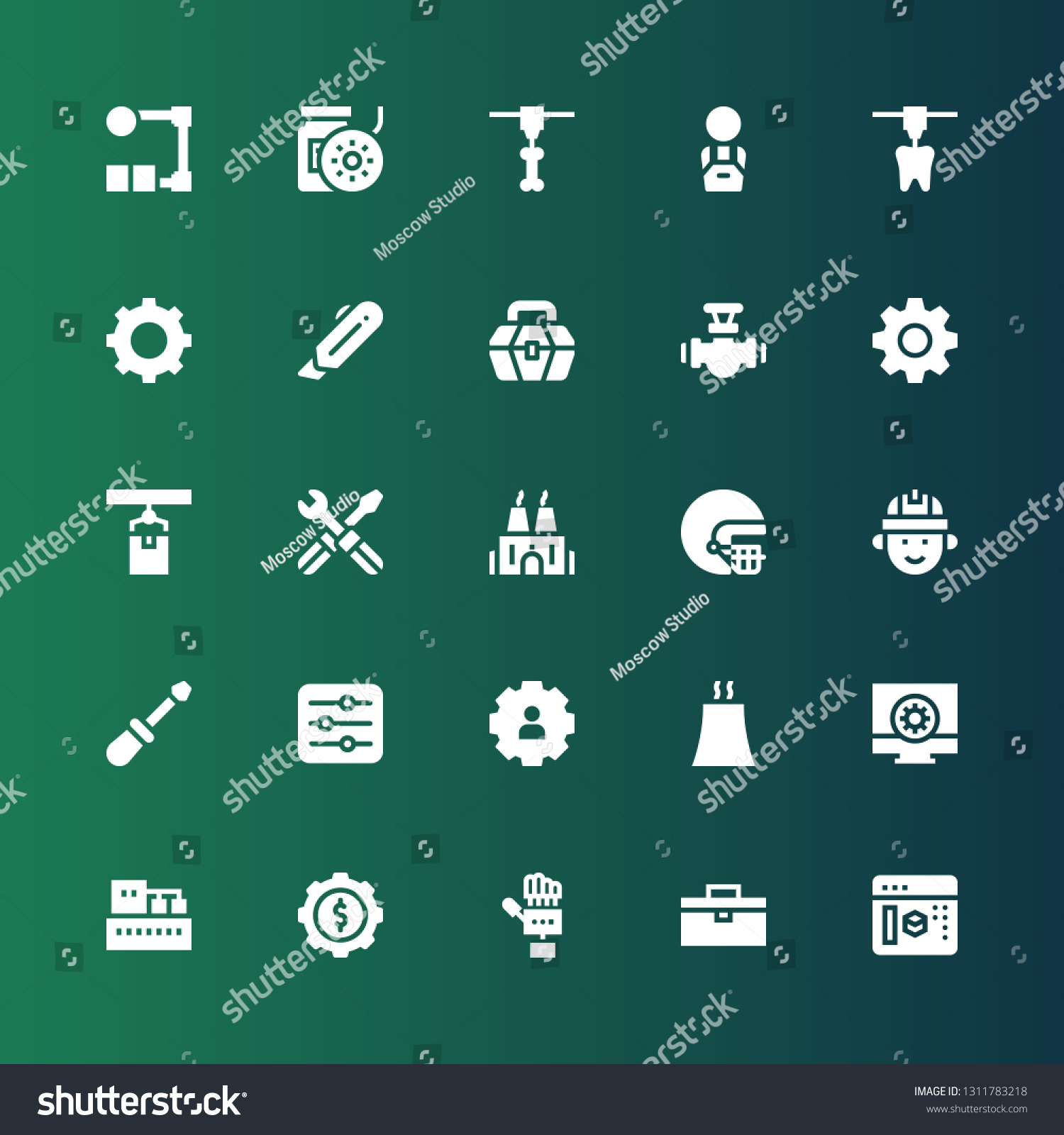 Engineering Icon Set Collection 25 Filled Stock Vector Royalty Free