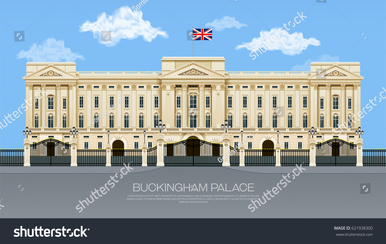 SVG of england buckingham palace with cloud mesh gradient object vector illustration svg