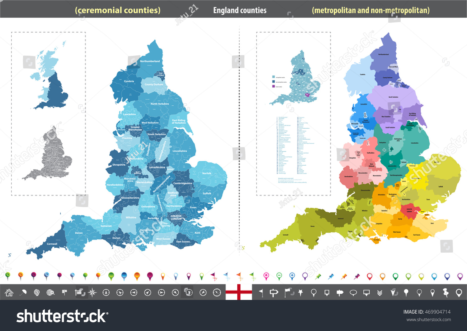 SVG of England counties vector high detailed map svg
