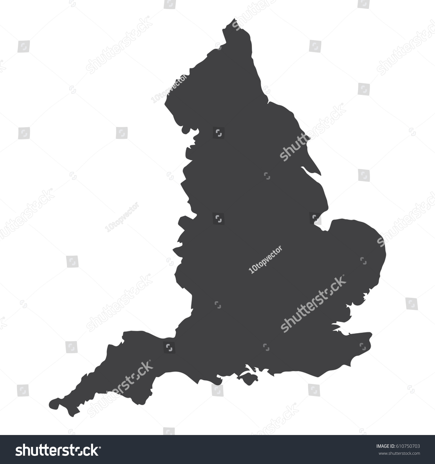 England Map Black On White Background Stock Vector (Royalty Free) 610750703