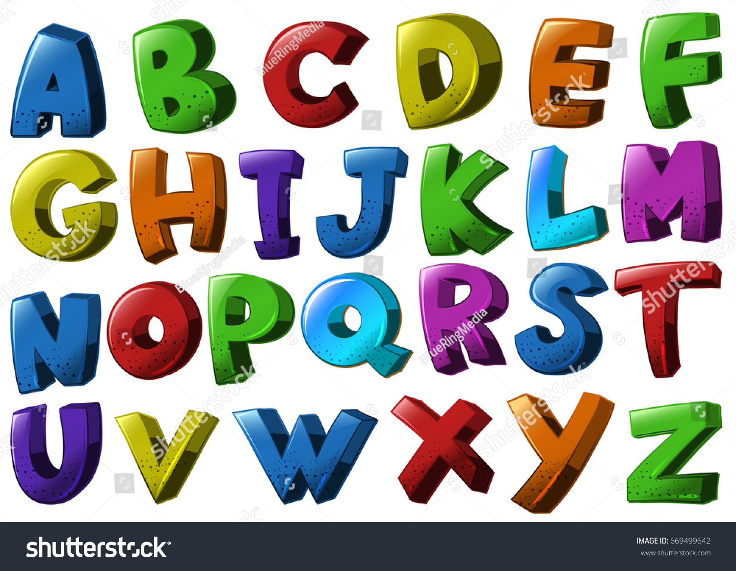異なる色の英語のアルファベットフォントのイラスト のベクター画像素材 ロイヤリティフリー