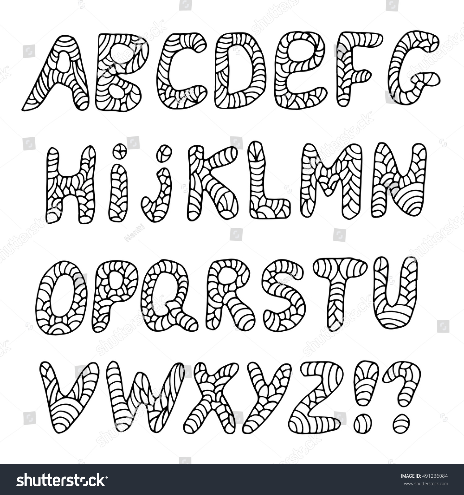 Vektor Stok English Alphabet Hand Drawn Doodles Isolated Tanpa Royalti Shutterstock