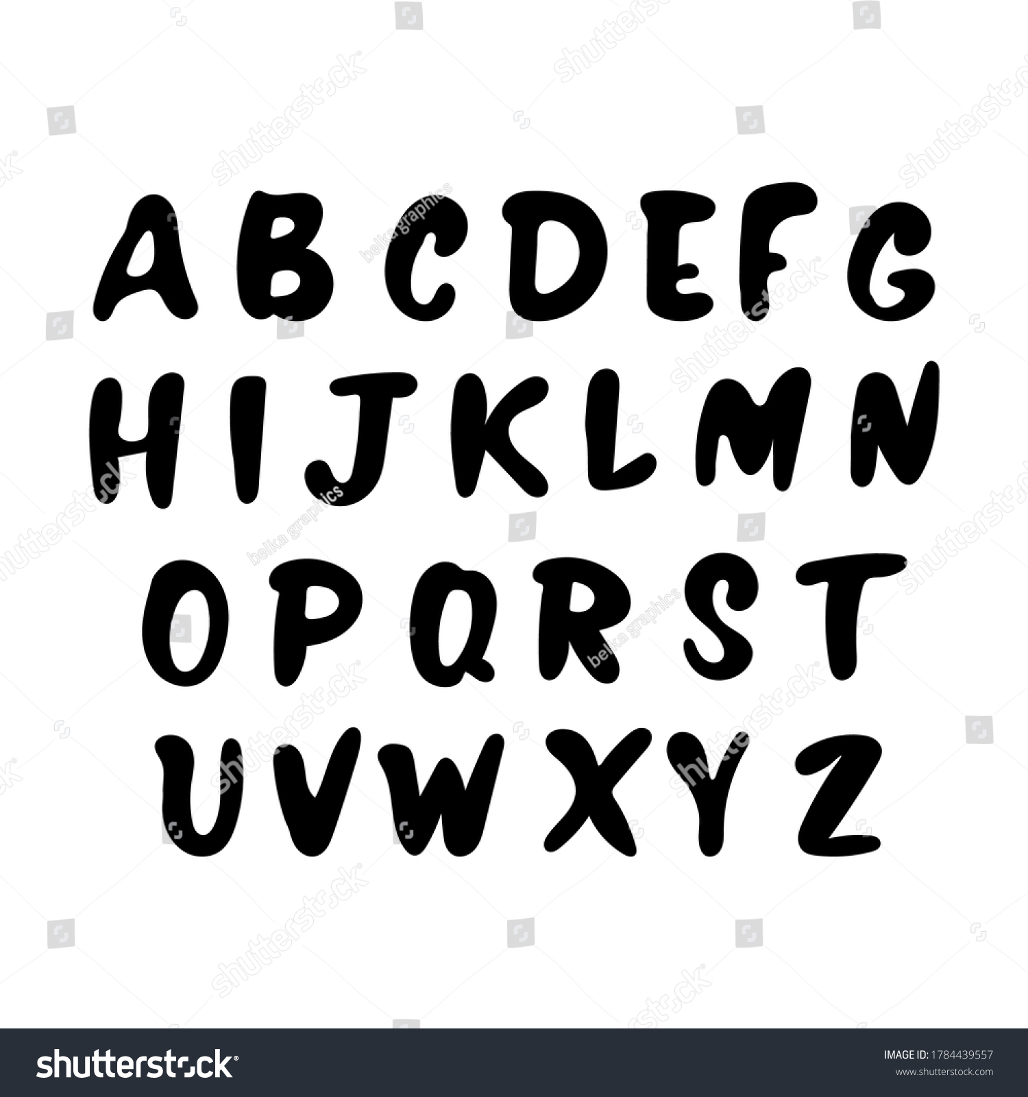 Vektor Stok English Alphabet Handwritten Capital Letters Tanpa Royalti Shutterstock