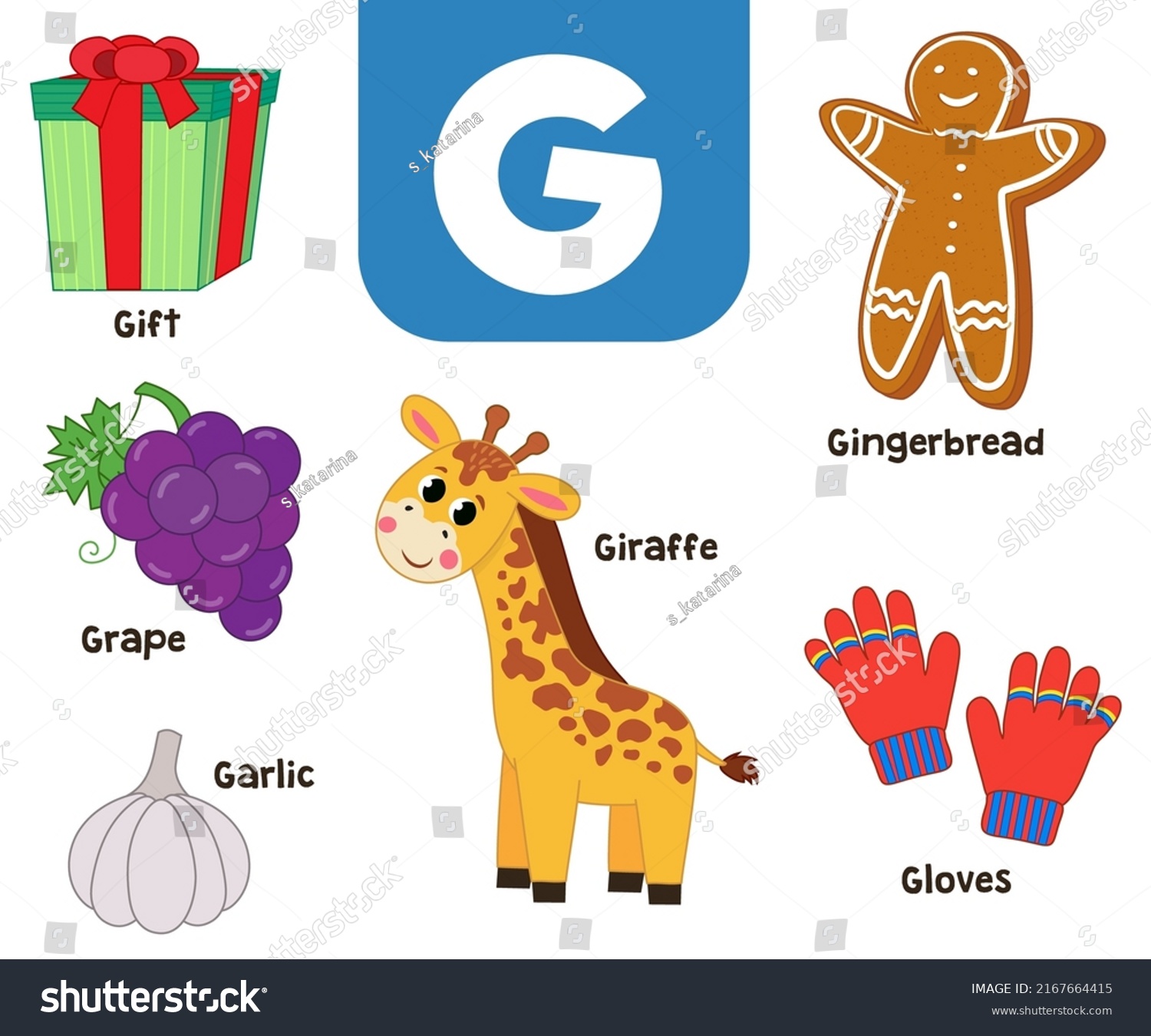 English Alphabet Pictures Childrens Colored Letter Stock Vector ...