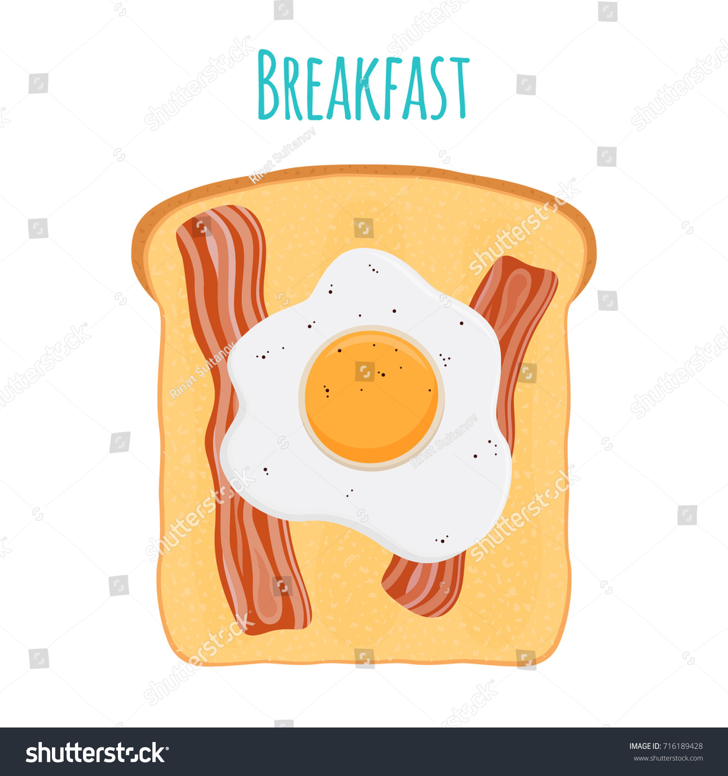 English Breakfast Toast Egg Bacon Fried Stock Vector 716189428 ...