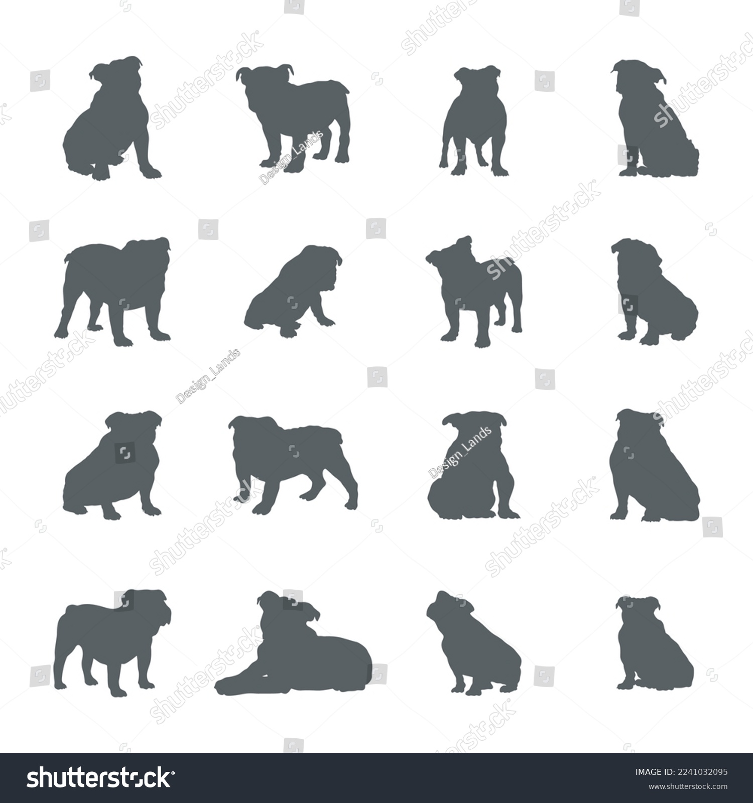 SVG of English bulldog silhouettes, English bulldog vector. svg