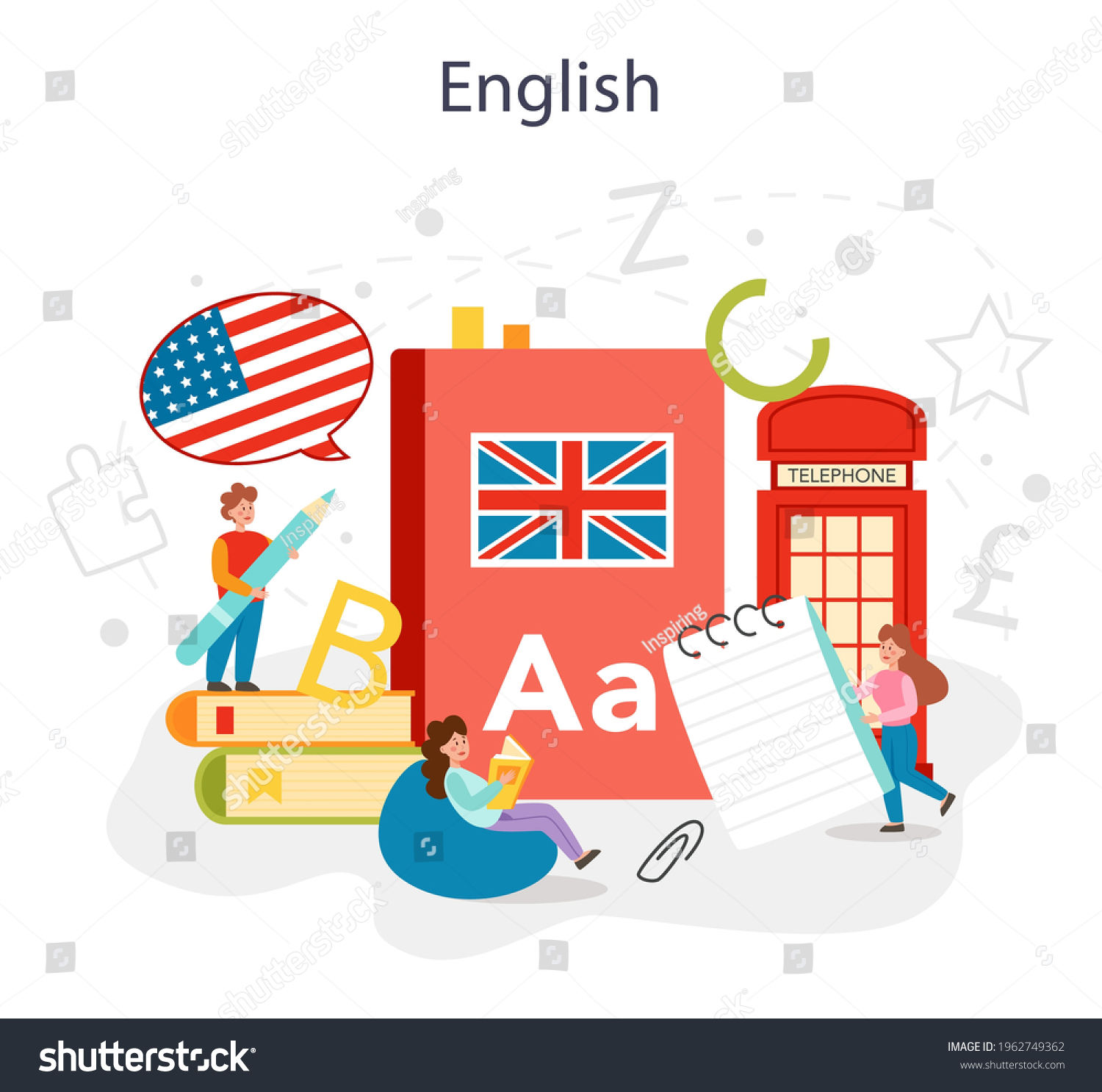 English Class Concept Study Foreign Languages Stock Vector (Royalty ...