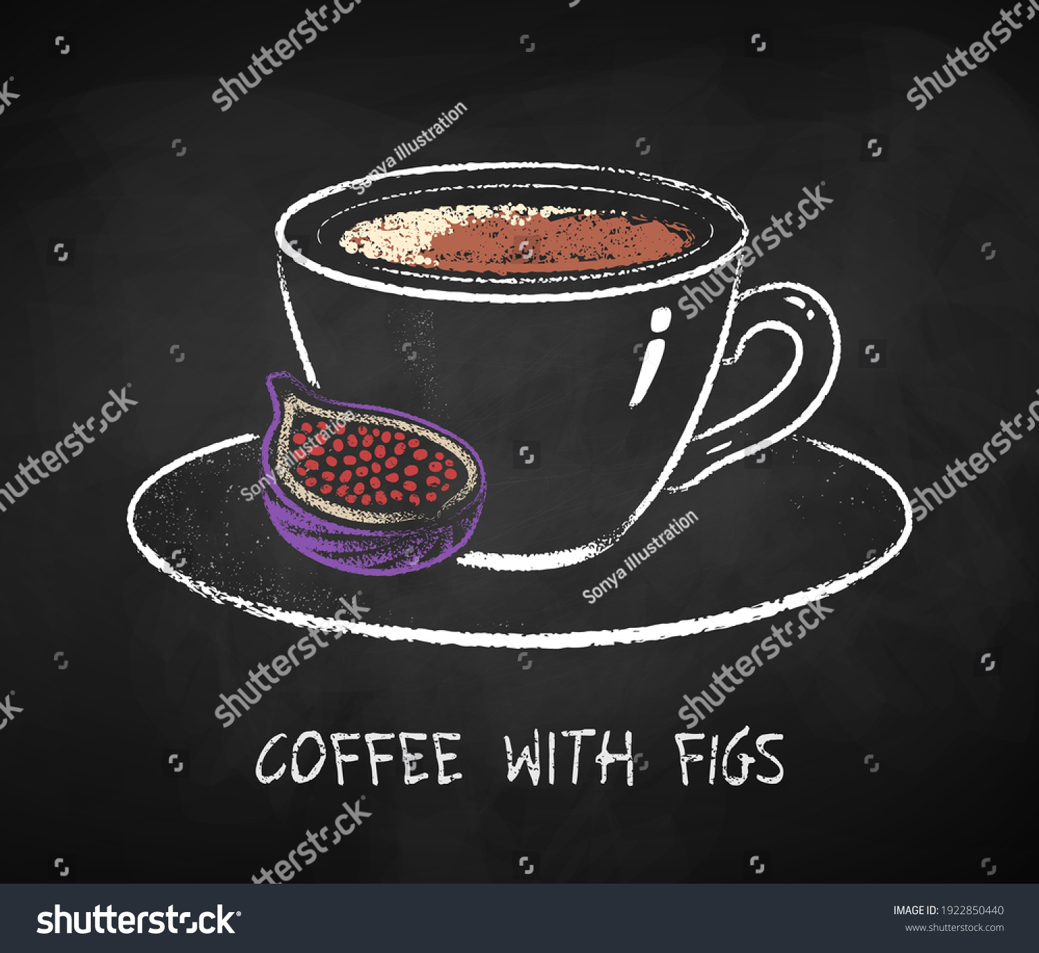 English Coffee Figs Cup Isolated On Stock Vector (royalty Free 