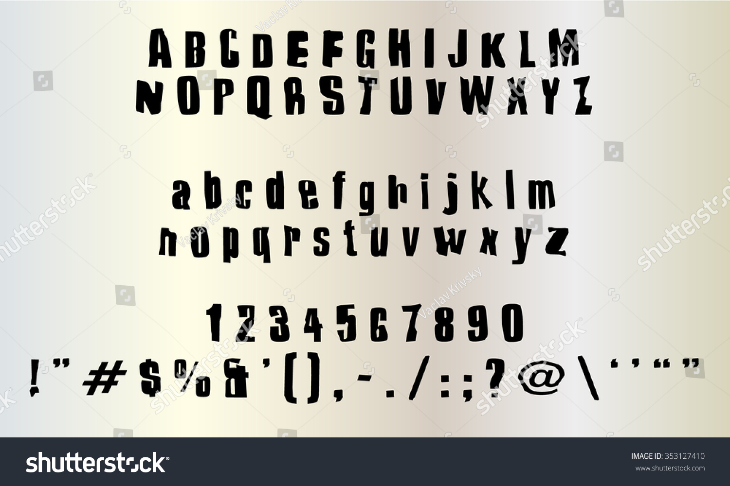 Vektor Stok English Font Set Alphabet Numbers Symbols Tanpa Royalti Shutterstock