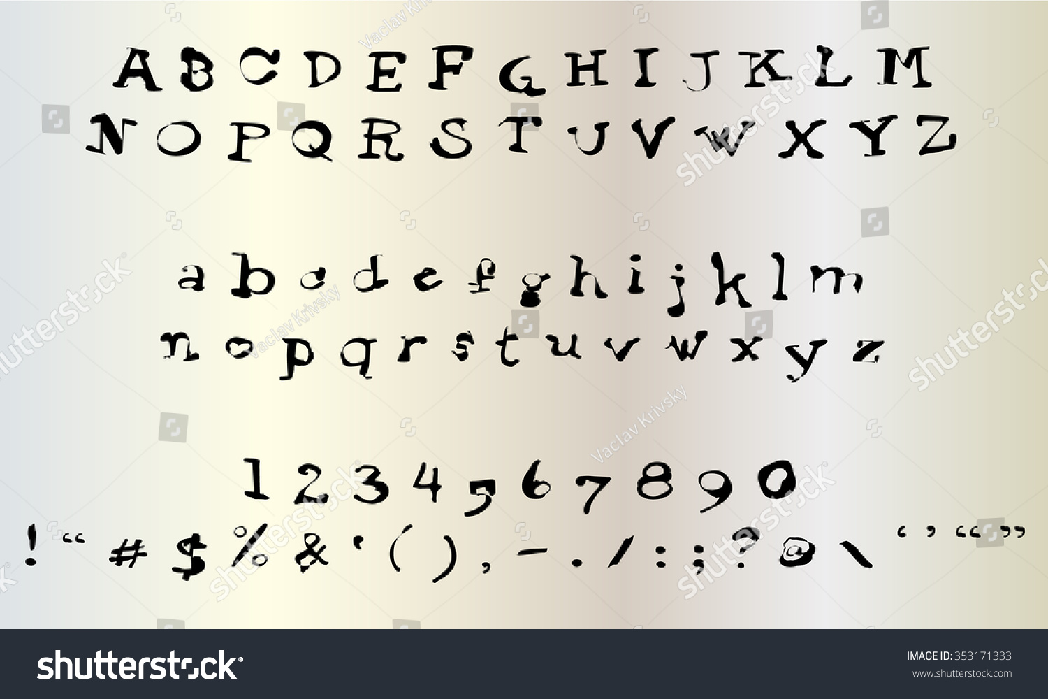 Vektor Stok English Font Set Alphabet Numbers Symbols Tanpa Royalti Shutterstock