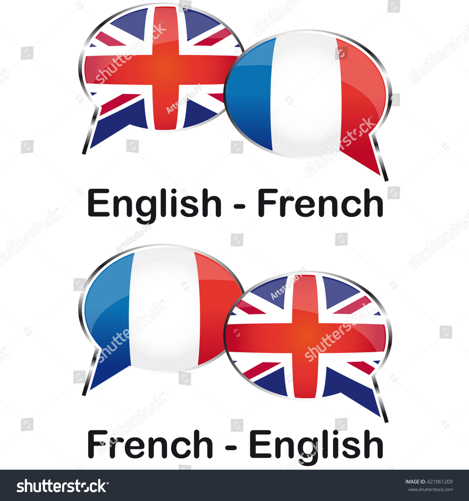 English French Cloud Translation Stock Vector Royalty Free