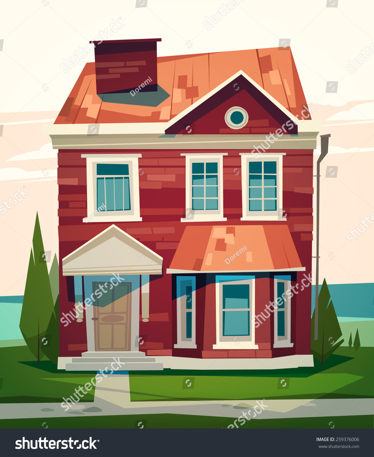 SVG of English house facade. Vector illustration. svg