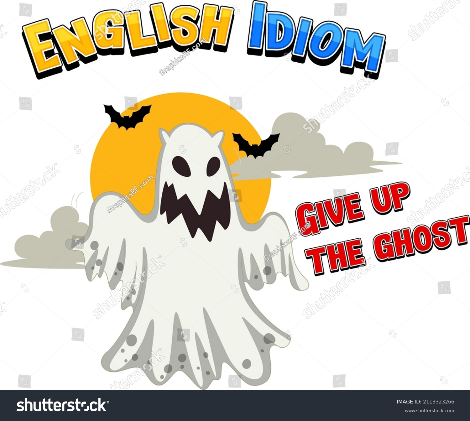 english-idiom-picture-description-give-ghost-stock-vector-royalty-free