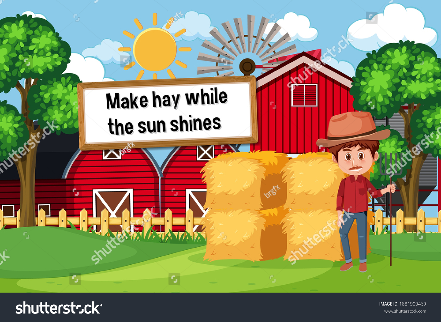 english-idiom-picture-description-make-hay-stock-vector-royalty-free-1881900469-shutterstock