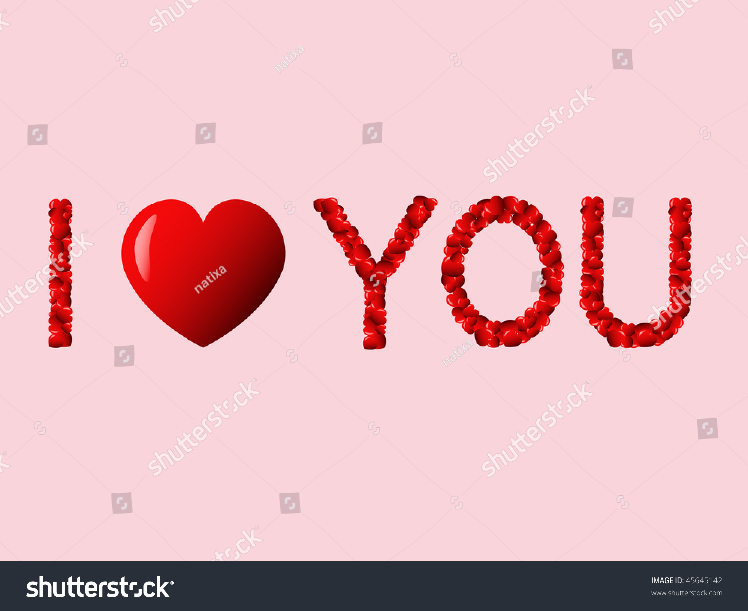 English Phrase “I Love You” Written By Red Hearts Stock Vector ...