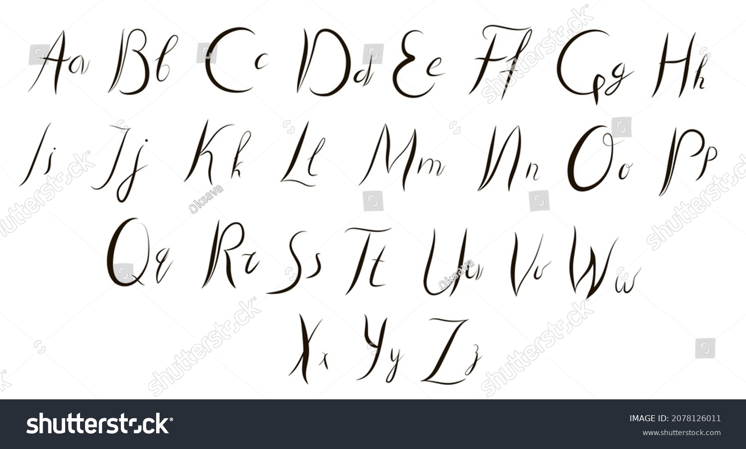 English Script Font Uppercase Lowercase Letters Stock Vector (royalty 