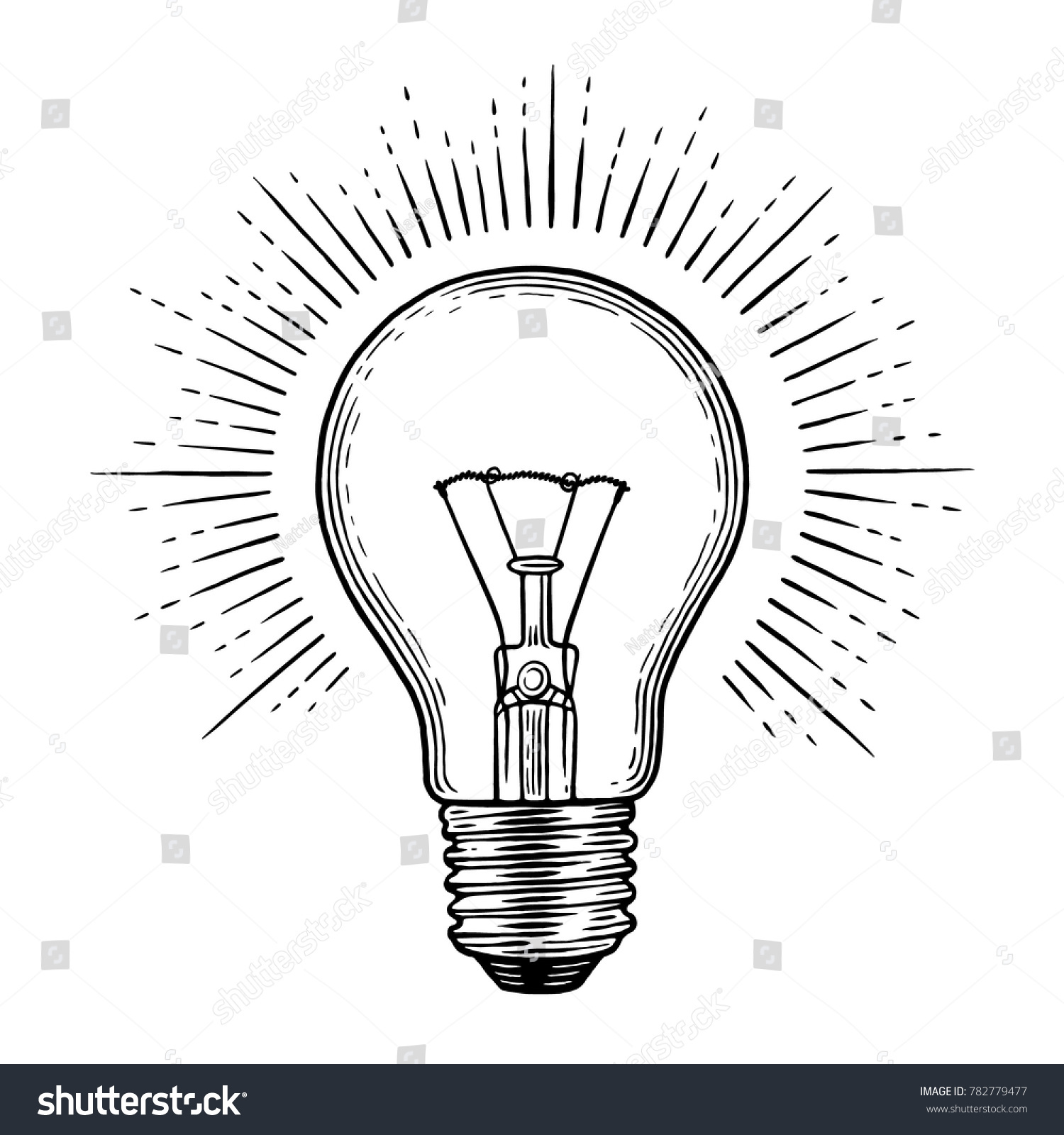 Engraving Light Bulb Stock Vector Royalty Free 782779477