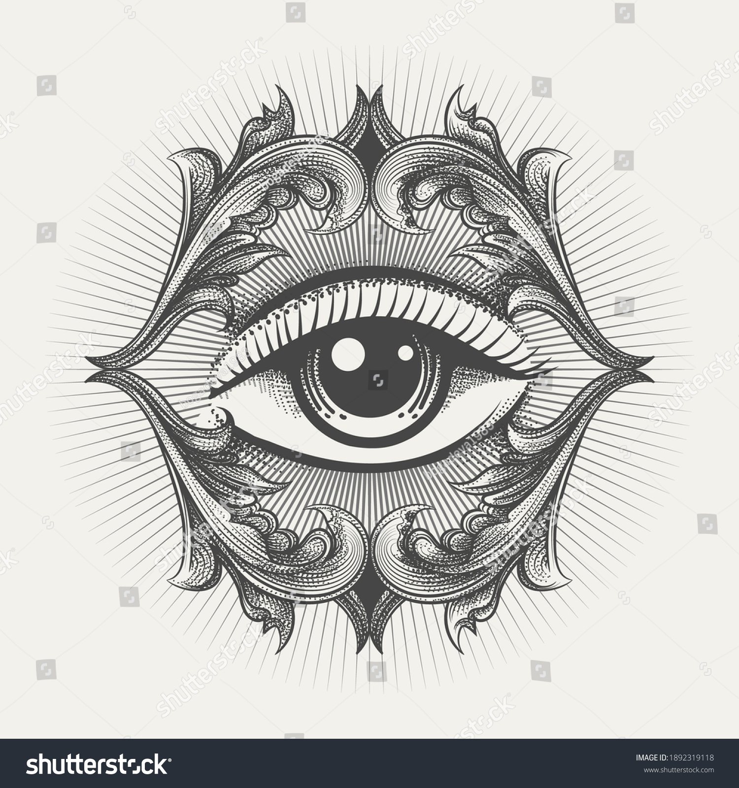 Engraving Style Tattoo All Seeing Eye Stock Vector (Royalty Free ...