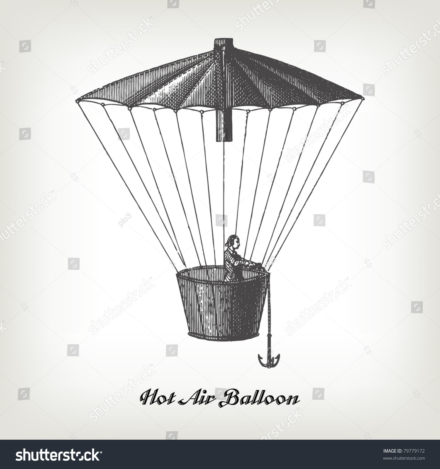 SVG of Engraving vintage Hot air Balloon from 