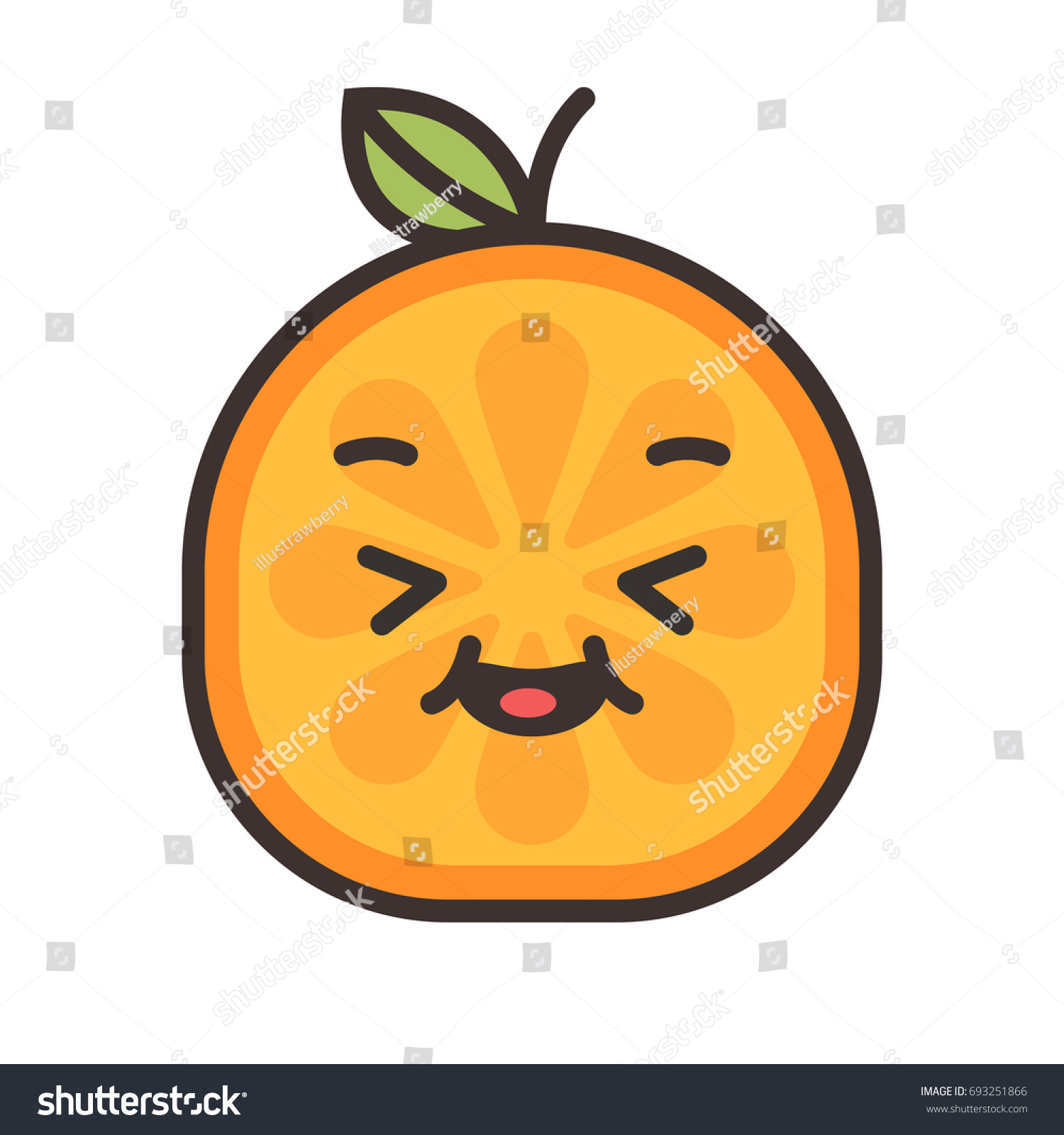 Enjoy Emoji Smiley Enjoying Orange Fruit Stock Vector (Royalty Free ...