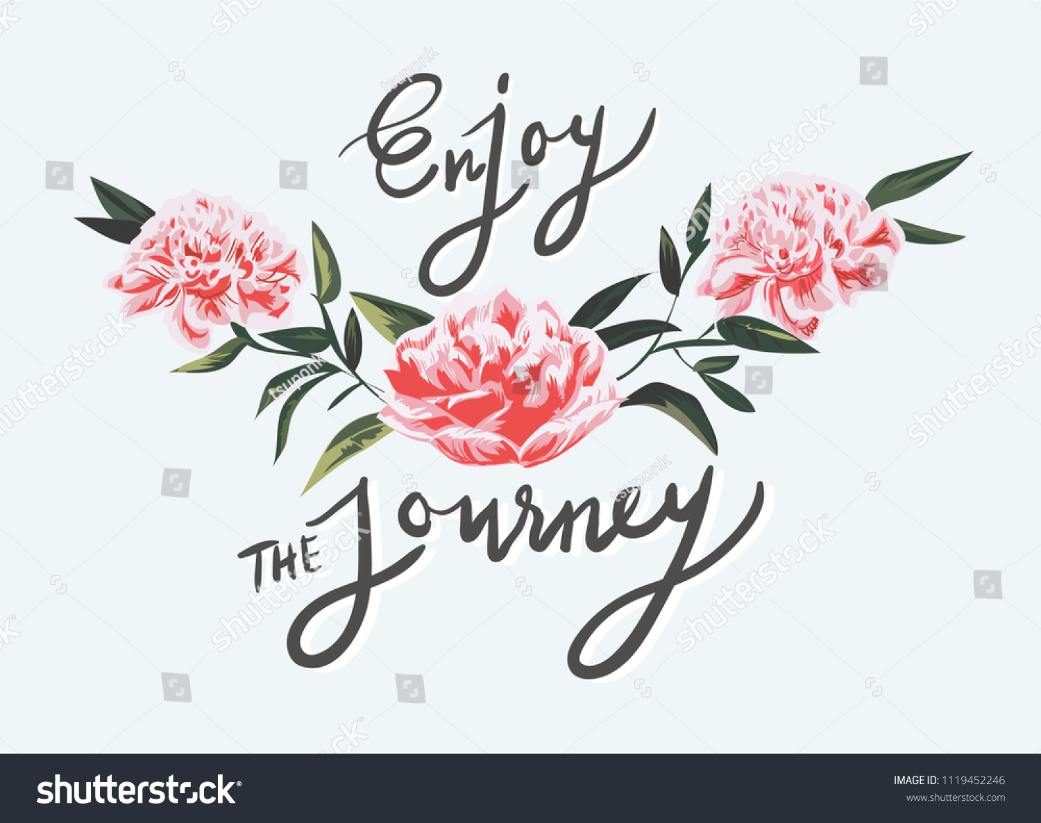 Enjoy Journey Slogan Vintage Flower Illustration Stock Vector (Royalty