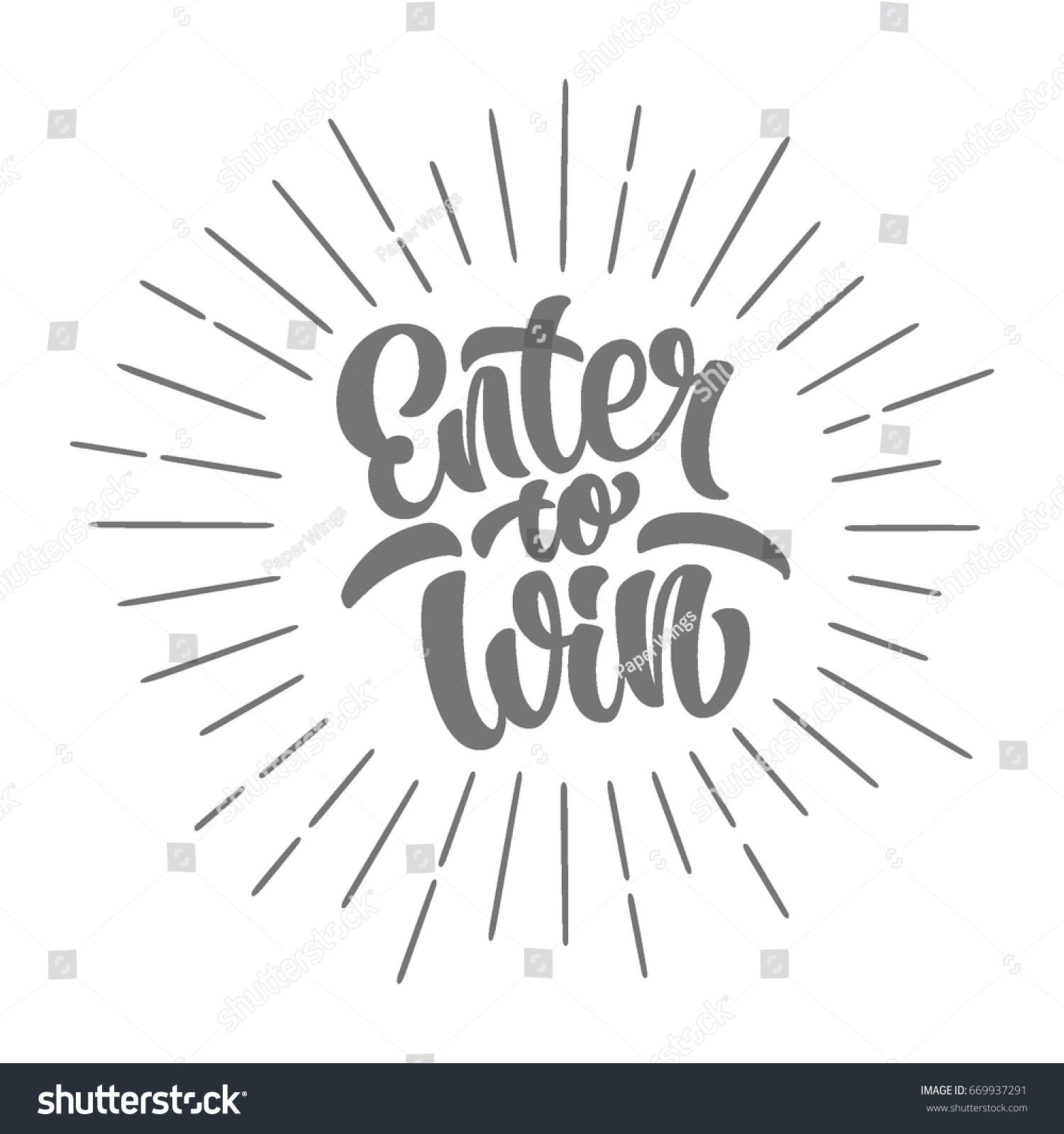 Enter Win Lettering Text Banner Vector Stock Vector Royalty Free