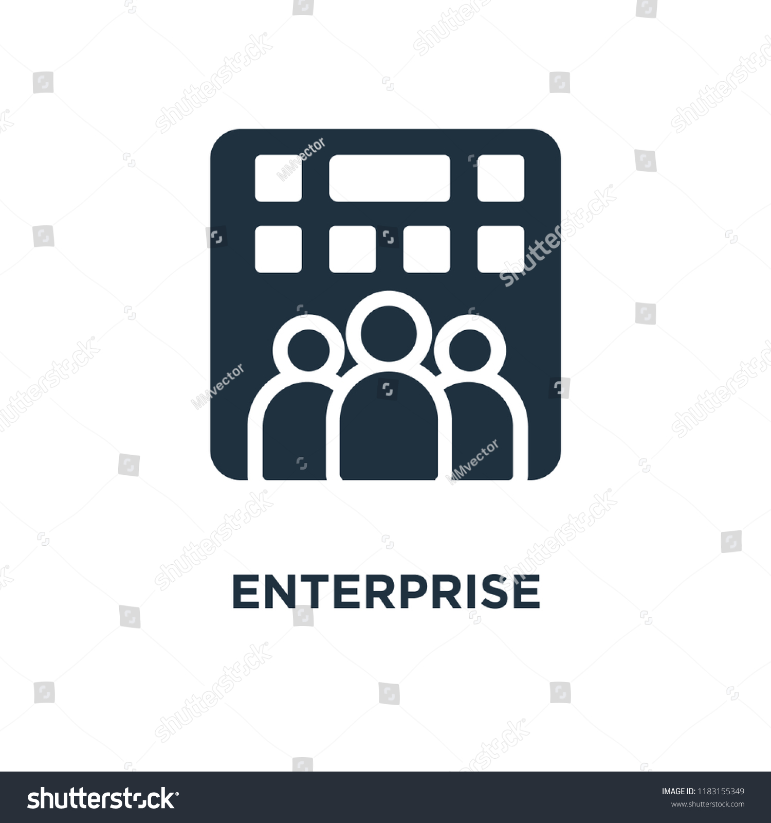 Enterprise Icon Black Filled Vector Illustration 스톡 벡터(로열티 프리 