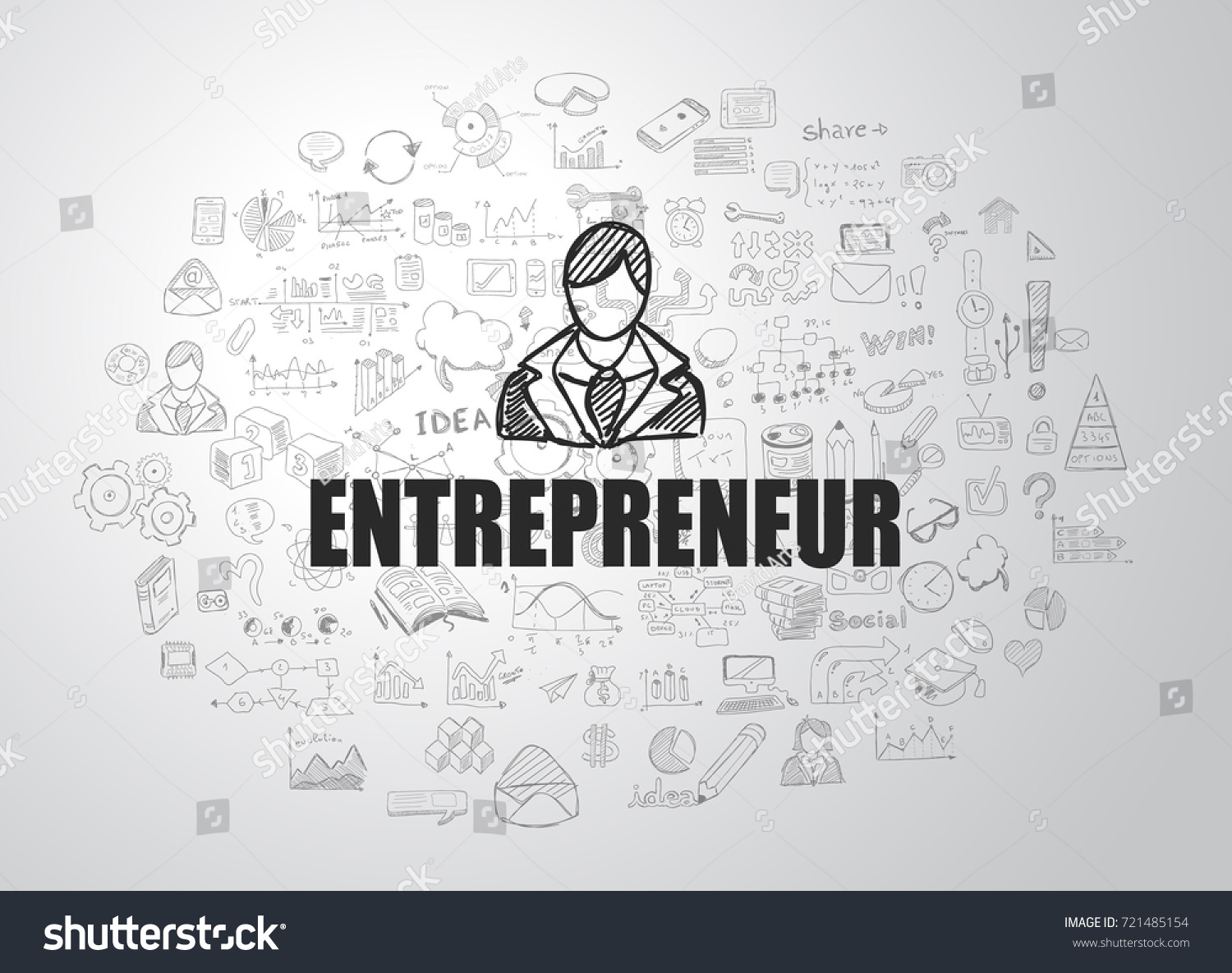 Entrepreneur Concept Business Doodle Design Style Stock Vector