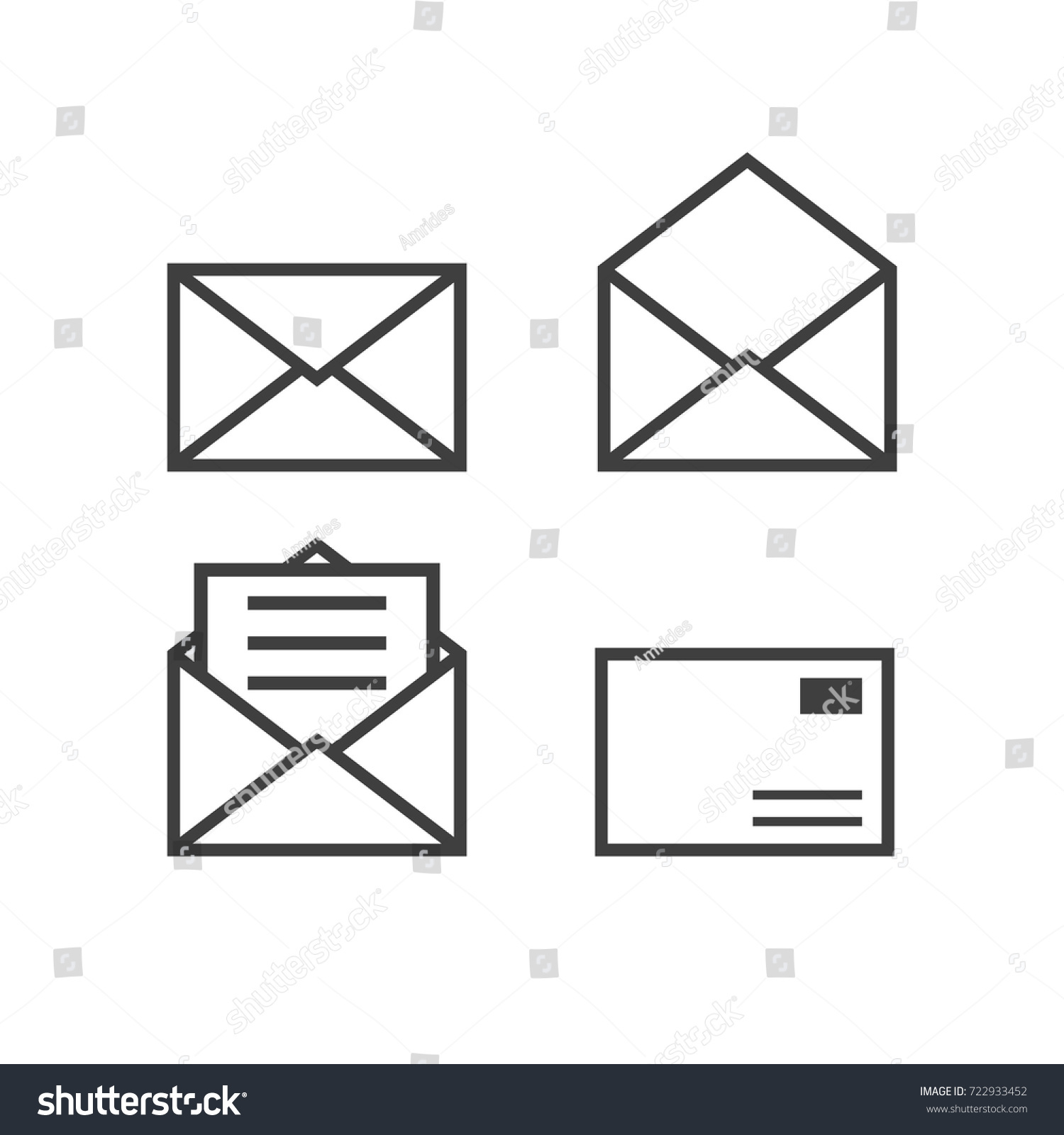 Envelope Icon Vector Set Envelope Mail Stock Vector Royalty Free 722933452 Shutterstock 4864