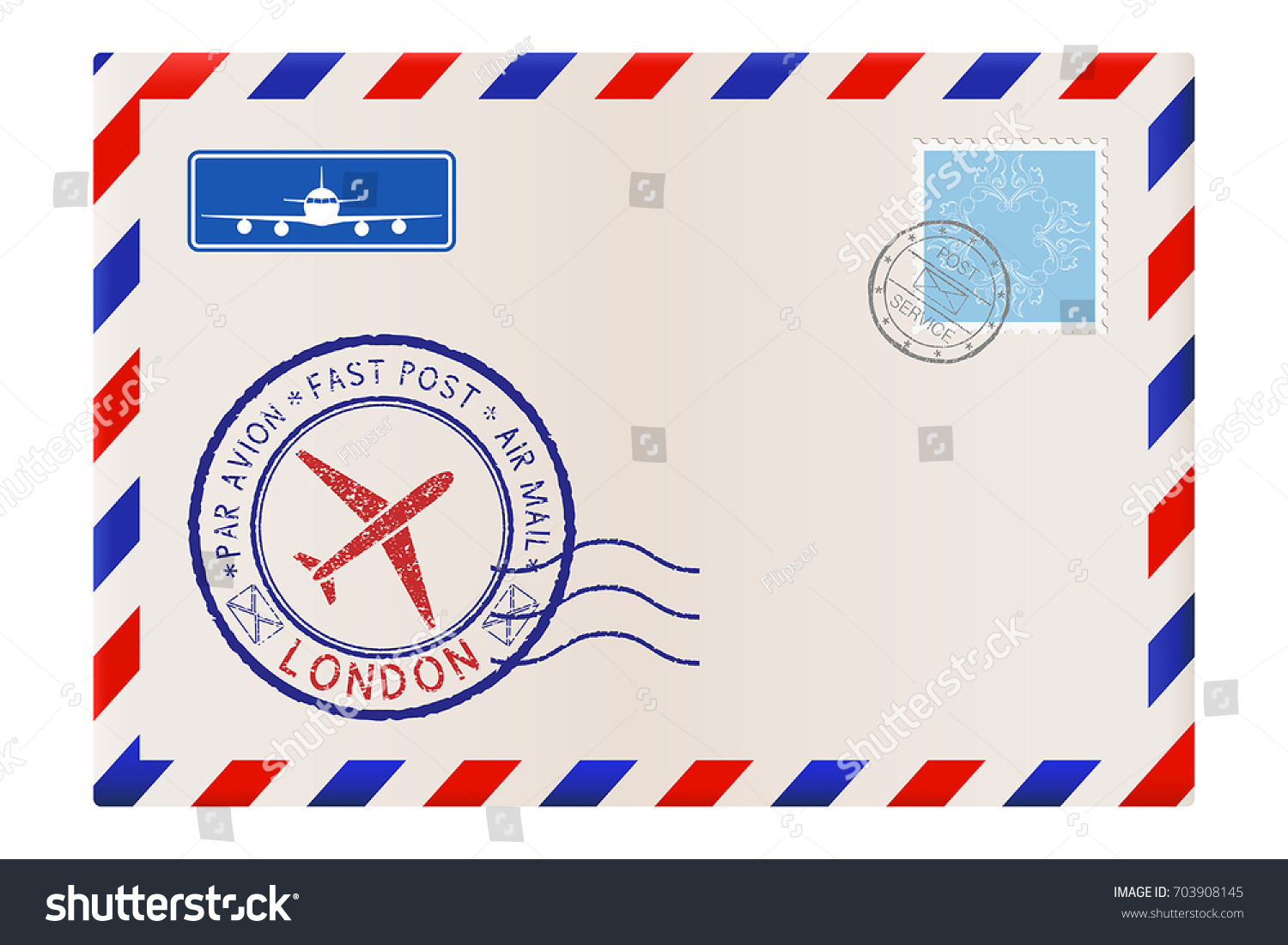 Envelope London Stamp International Mail Postage Stock Vector 703908145 ...