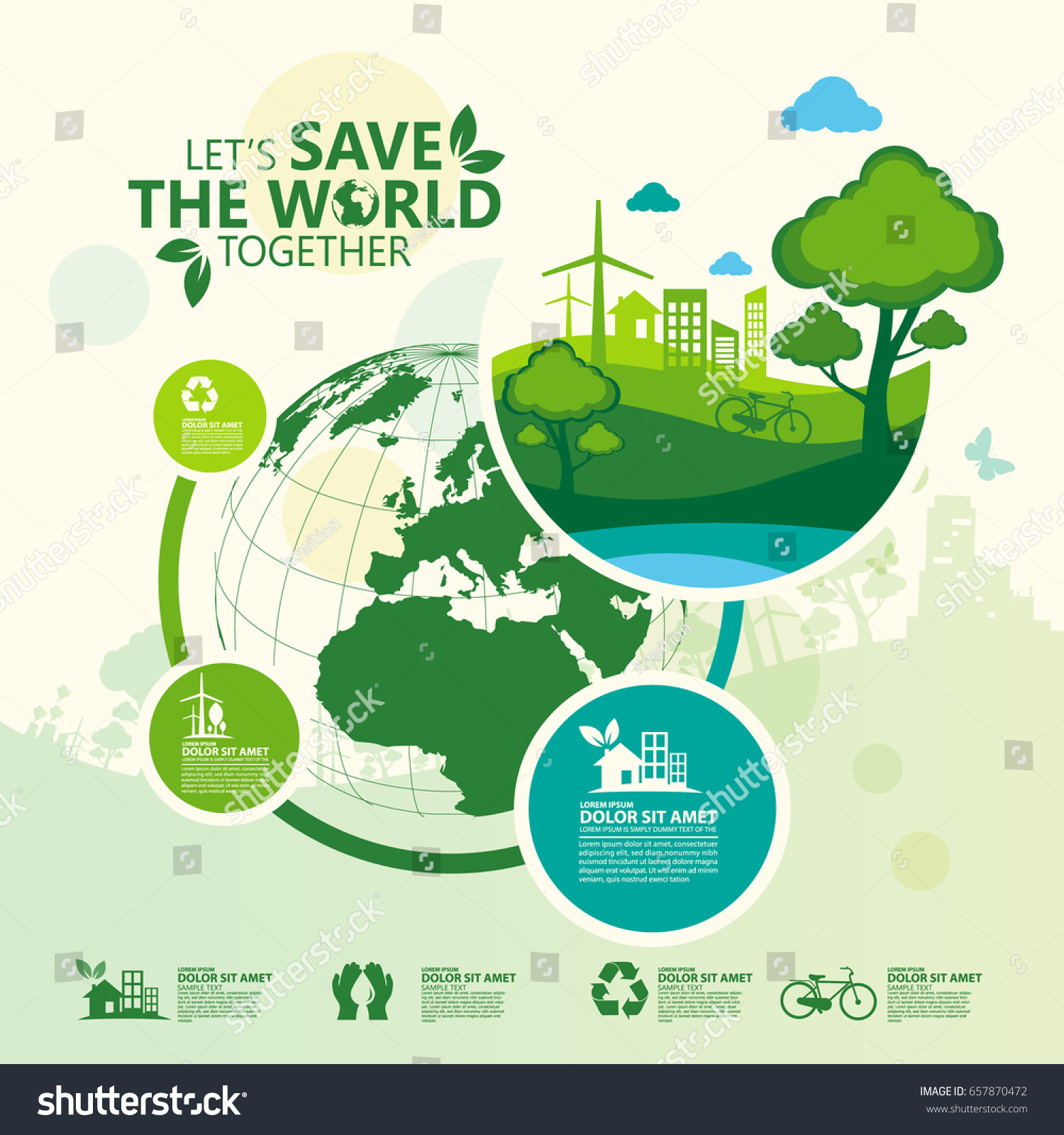 Environment Lets Save World Together Stock Vector Royalty Free