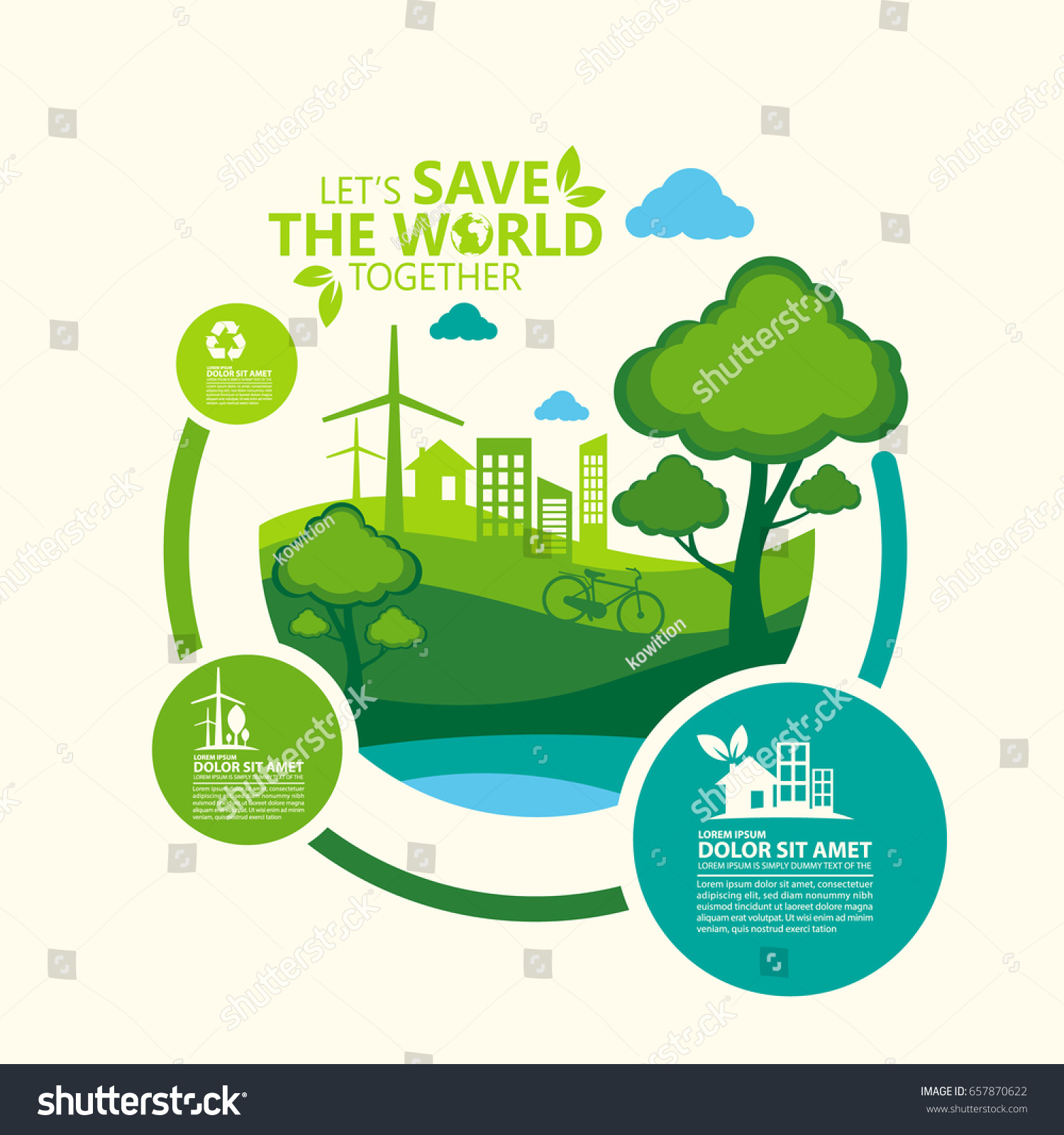 Environment Lets Save World Together Stock Vector Royalty Free